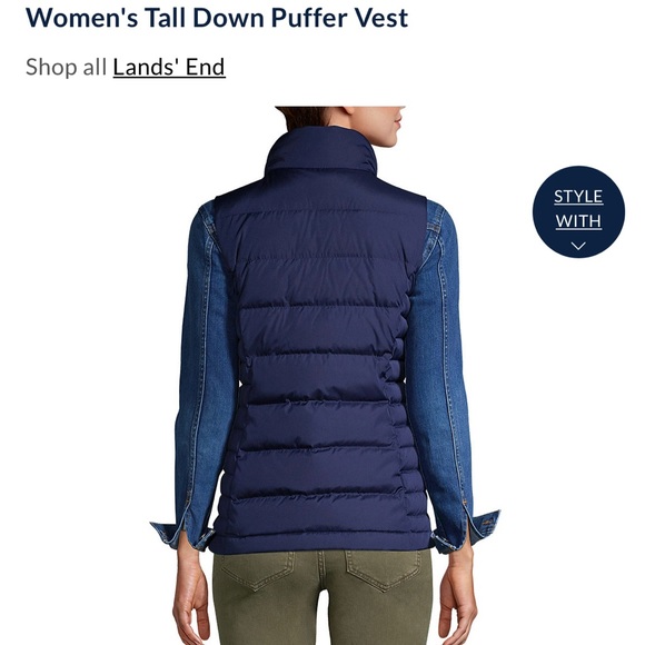 Lands End Womens Tall Down Puffer Vest, Red (size large tall) - Picture 4 of 5